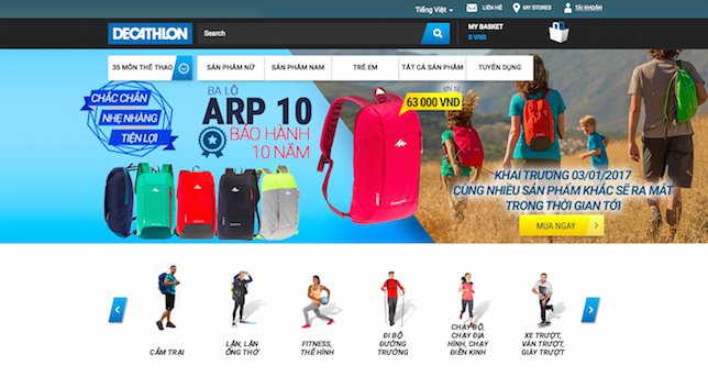 Decathlon mở website bán hàng trực tuyến