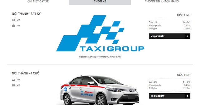 Thêm ứng dụng gọi xe Taxi Group