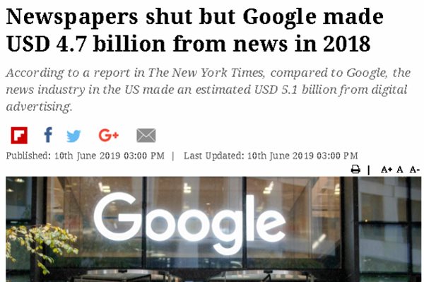 Google “kiếm được 4,7 tỉ đô la Mỹ” nhờ tin tức