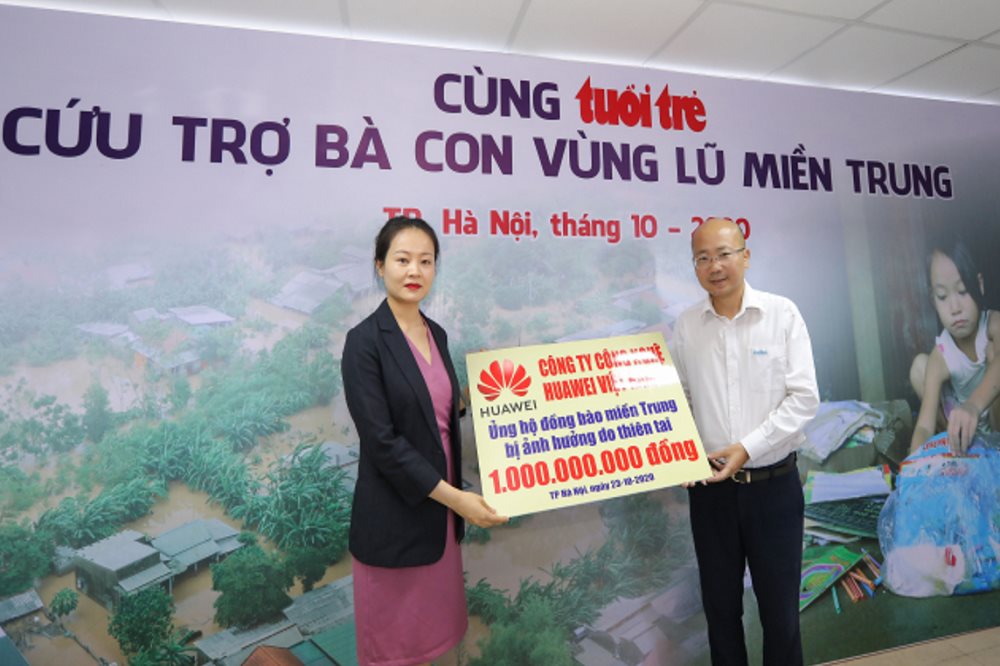Huawei Việt Nam ủng hộ 1 tỉ đồng cho đồng bào miền Trung
