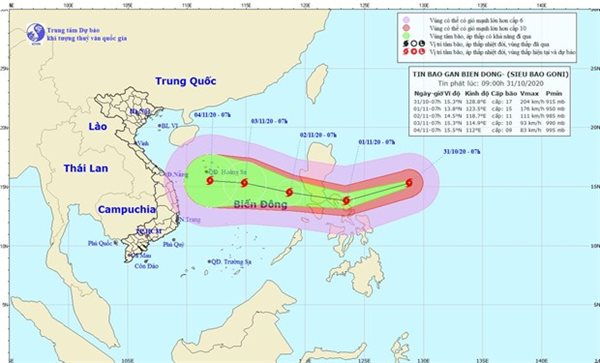 Siêu bão Goni mạnh nhất thế giới trong năm nay đang tiến vào Biển Đông