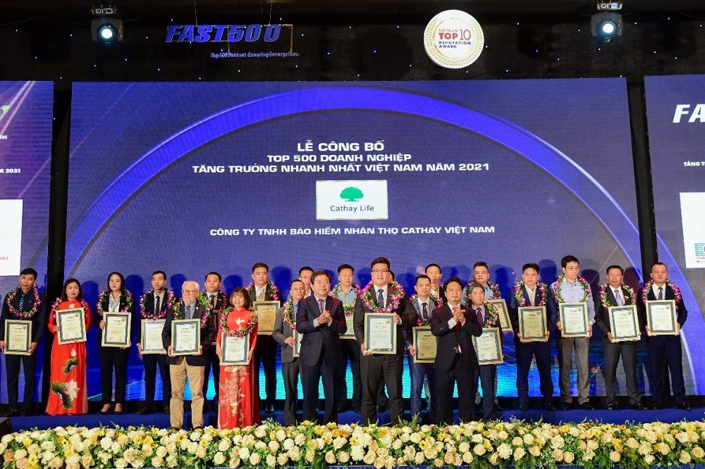 Cathay Life Việt Nam vào Top 500 doanh nghiệp tăng trưởng nhanh nhất tại Việt Nam năm 2021