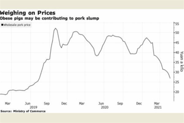 Giá thịt heo ở Trung Quốc lao dốc mạnh