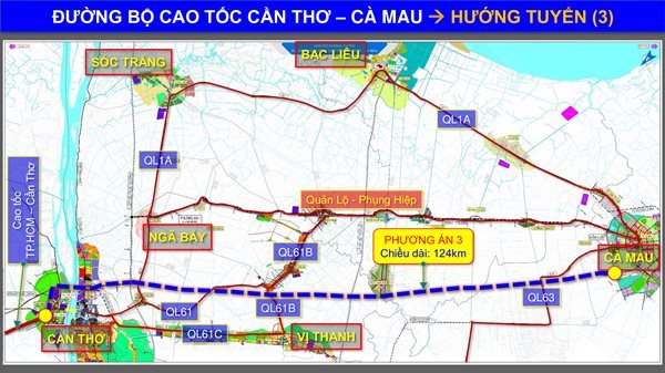 Quy hoạch cao tốc Cần Thơ - Cà Mau - một trong những dự án cầu đường chiến lược của Tổng công ty đường cao tốc Việt Nam (Vinaexpress) sẽ chính thức đi vào hoạt động vào năm