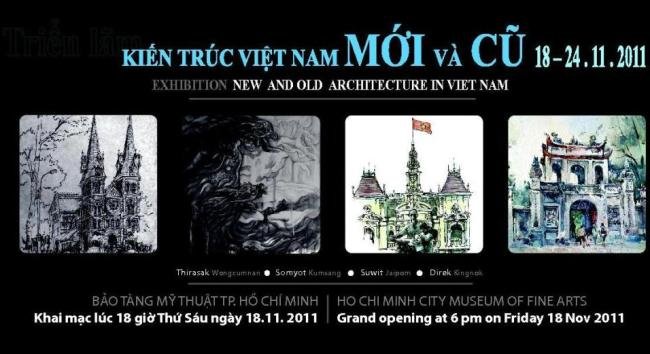 “Kiến trúc Việt Nam mới và cũ” qua nét cọ của bốn họa sĩ Thái Lan