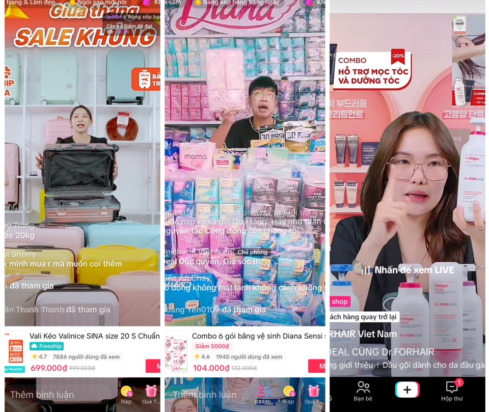 Các thương hiệu tiếp cận nền tảng livestream bên cạnh nhiều hình thức bán lẻ khác. Ảnh: Chụp màn hình